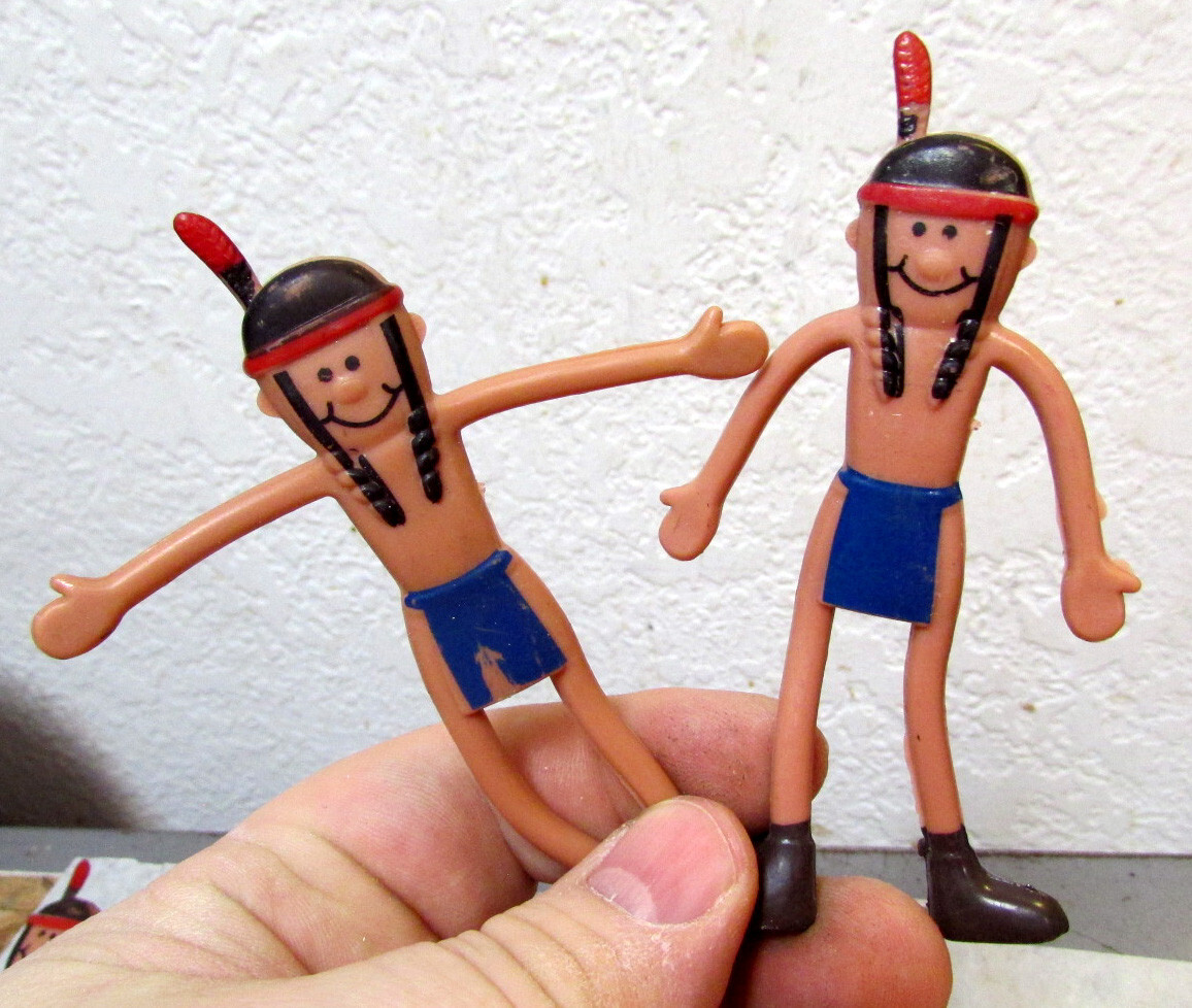plastic bendable 4 inch figures, 4 Native Americans 1 Cowboy, fun toys for kids