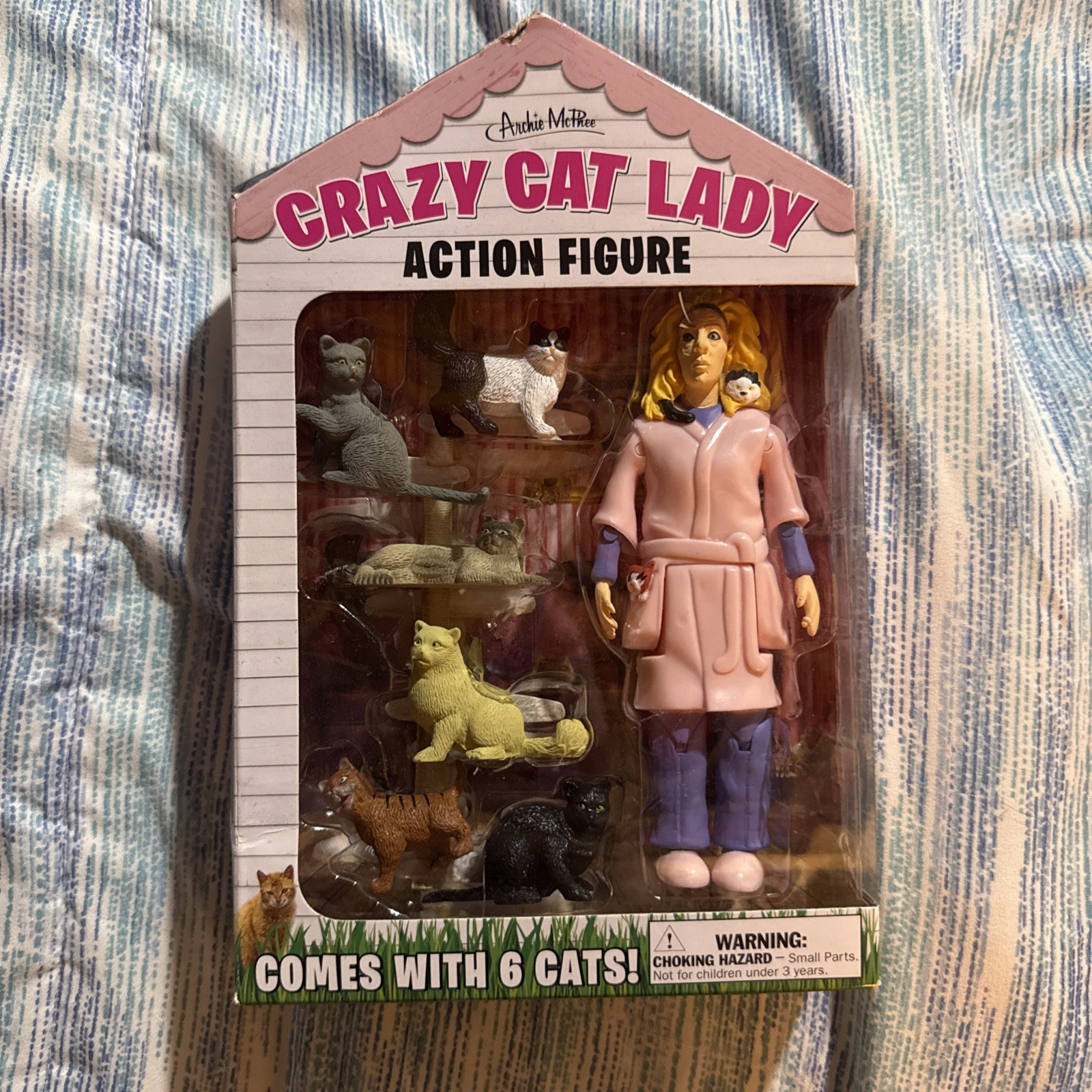 Crazy Cat Lady Action Figure w/6 Cats Archie McPhee Cat Lover Funny Gift Set NEW