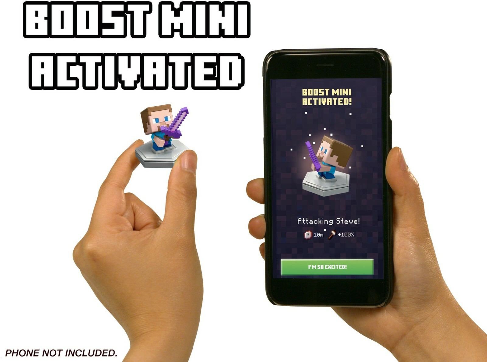 Minecraft Earth Boost Minis Attacking Steve Spawning Chicken/ 6 years and up NEW