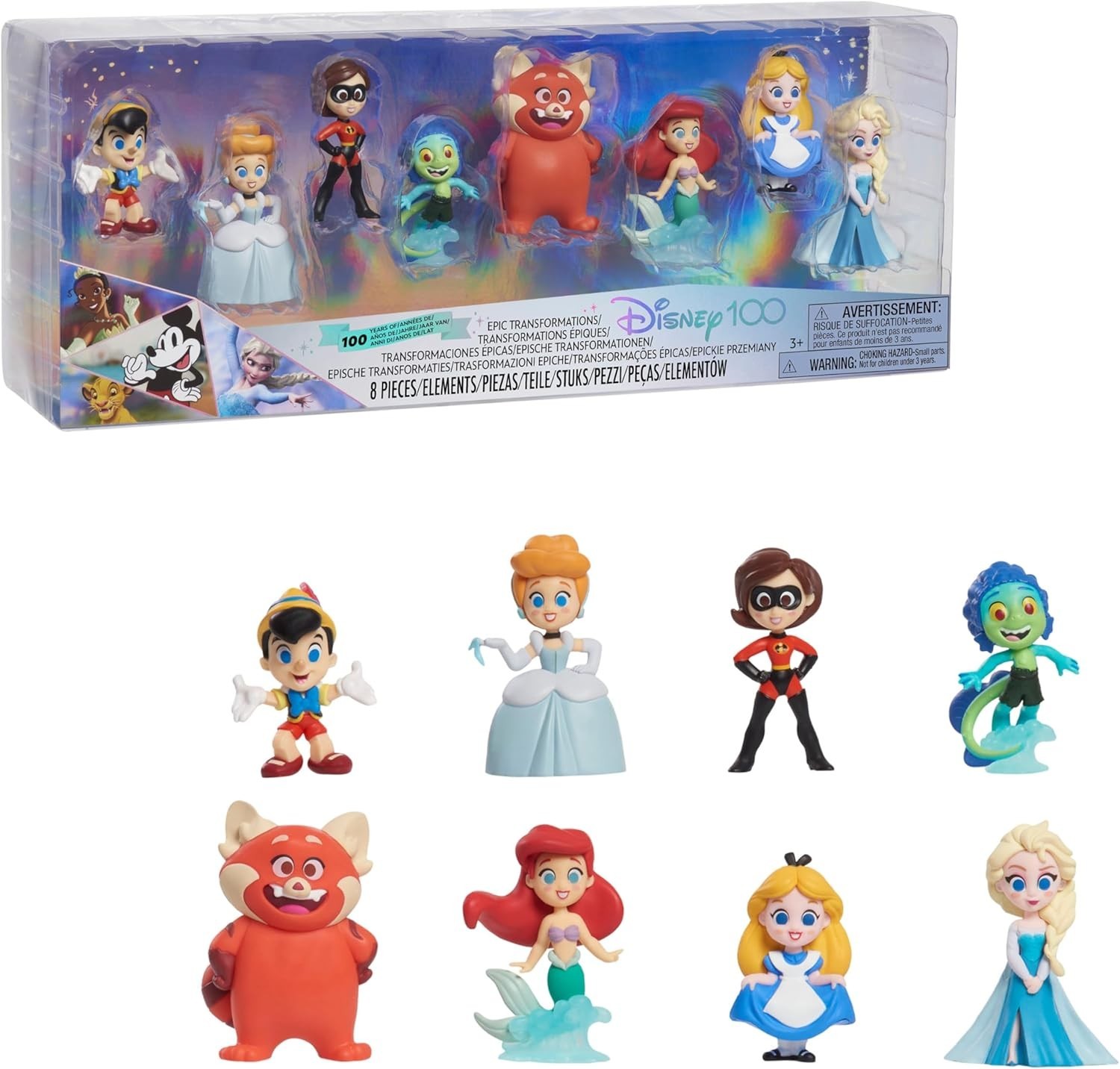 Disney100 Epic Transformations: Limited Edition 8-Figure Collection for Ages 3+