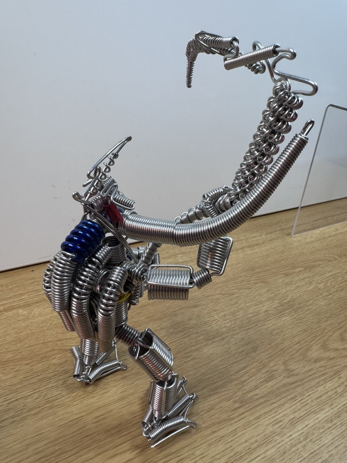 Wire Robot Alien Figure Sculpture 11” Industrial Metal Art Transformer Style