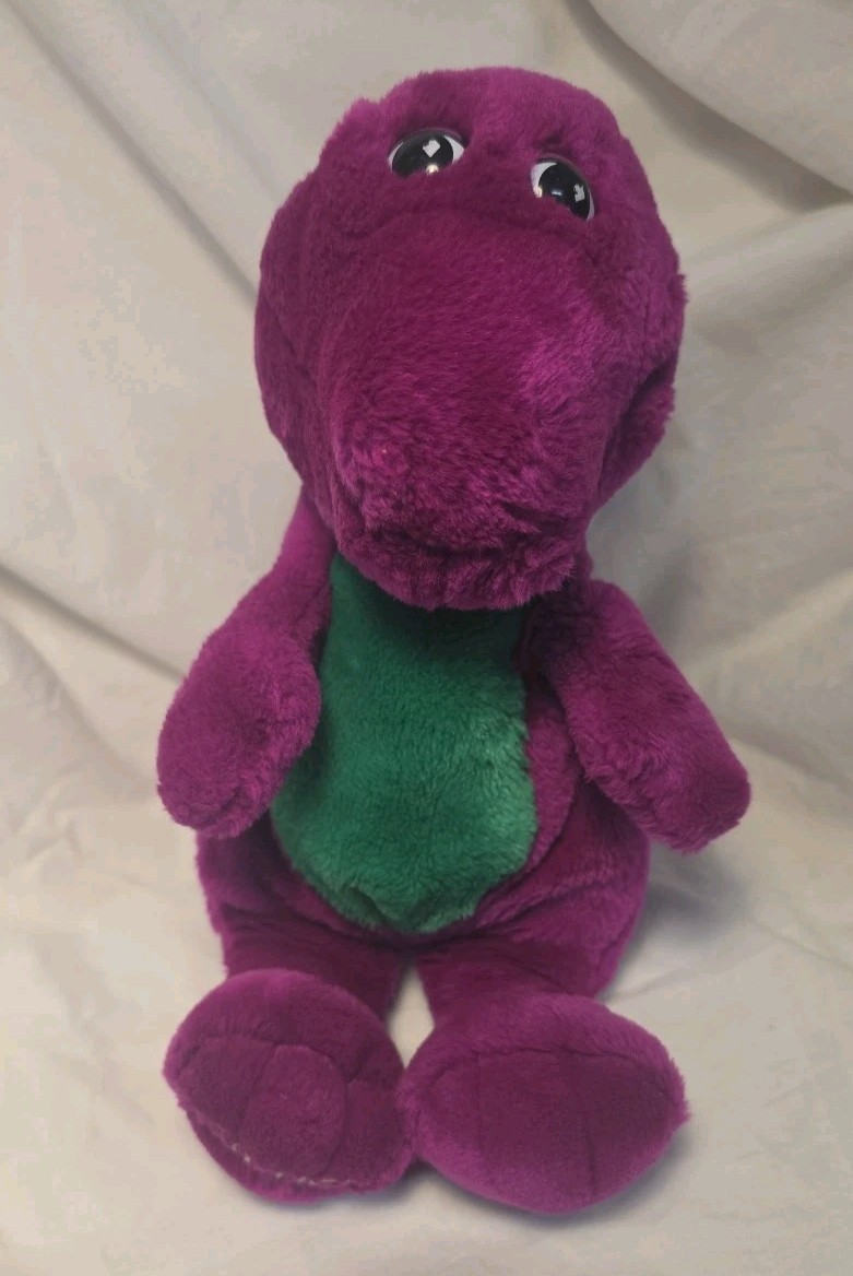 Barney Plush~The Lyons Group-Stuffed Animal 13&Prime; Closed Mouth/ VTG 1992