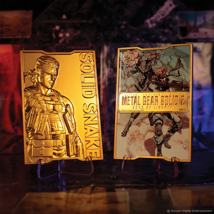 Metal Gear Solid 2 Solid Snake 24k Gold Limited Edition Ingot Metal Card Figure