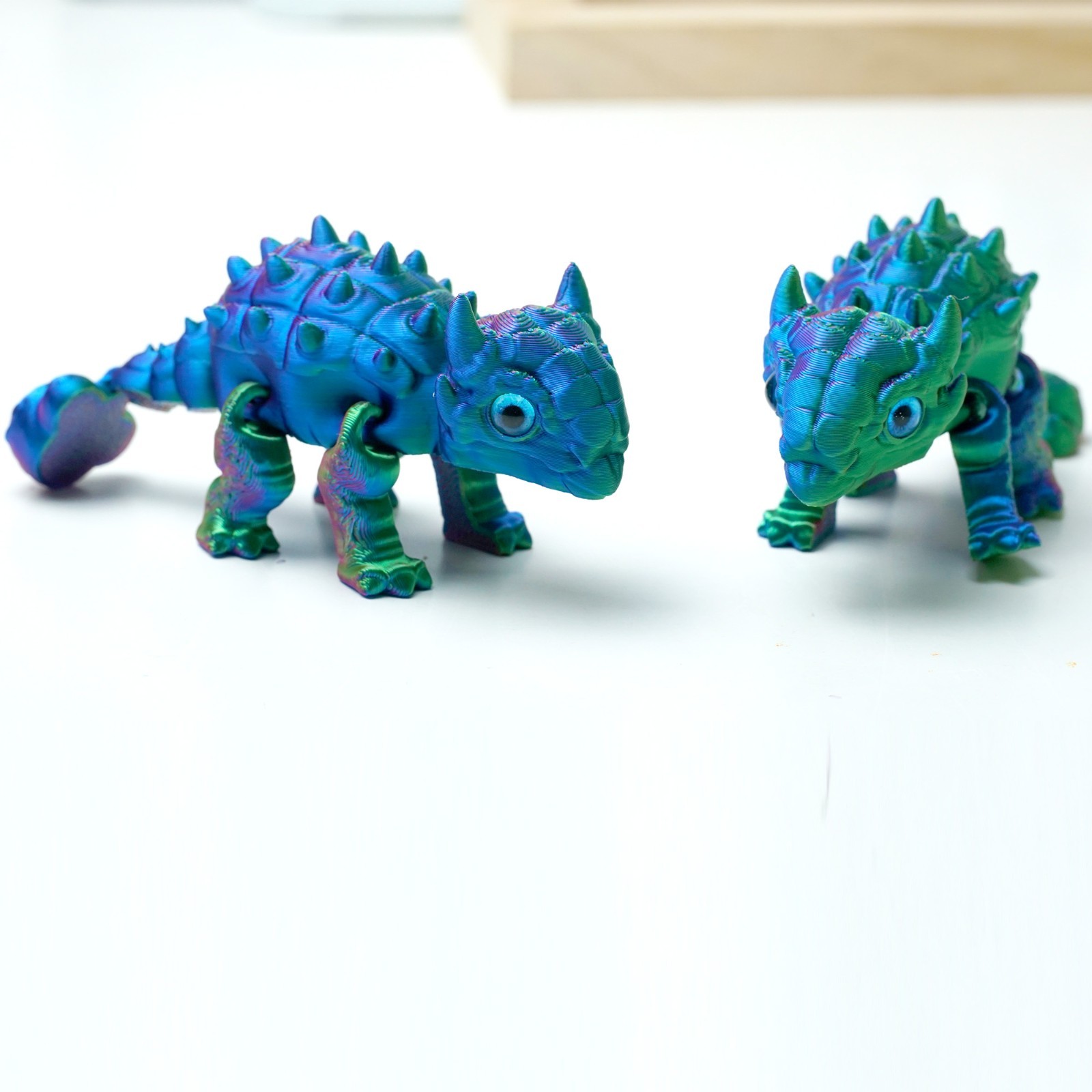 2PCS 3D Printed Ankylosaur Model,Articulated Animals figure,Toys Home Decor