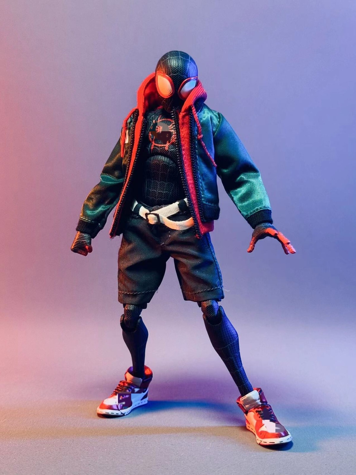 1/12 Miles Morales Spider-Man Hoodie Coat Shorts Belt Clothes For 6 » Male Body