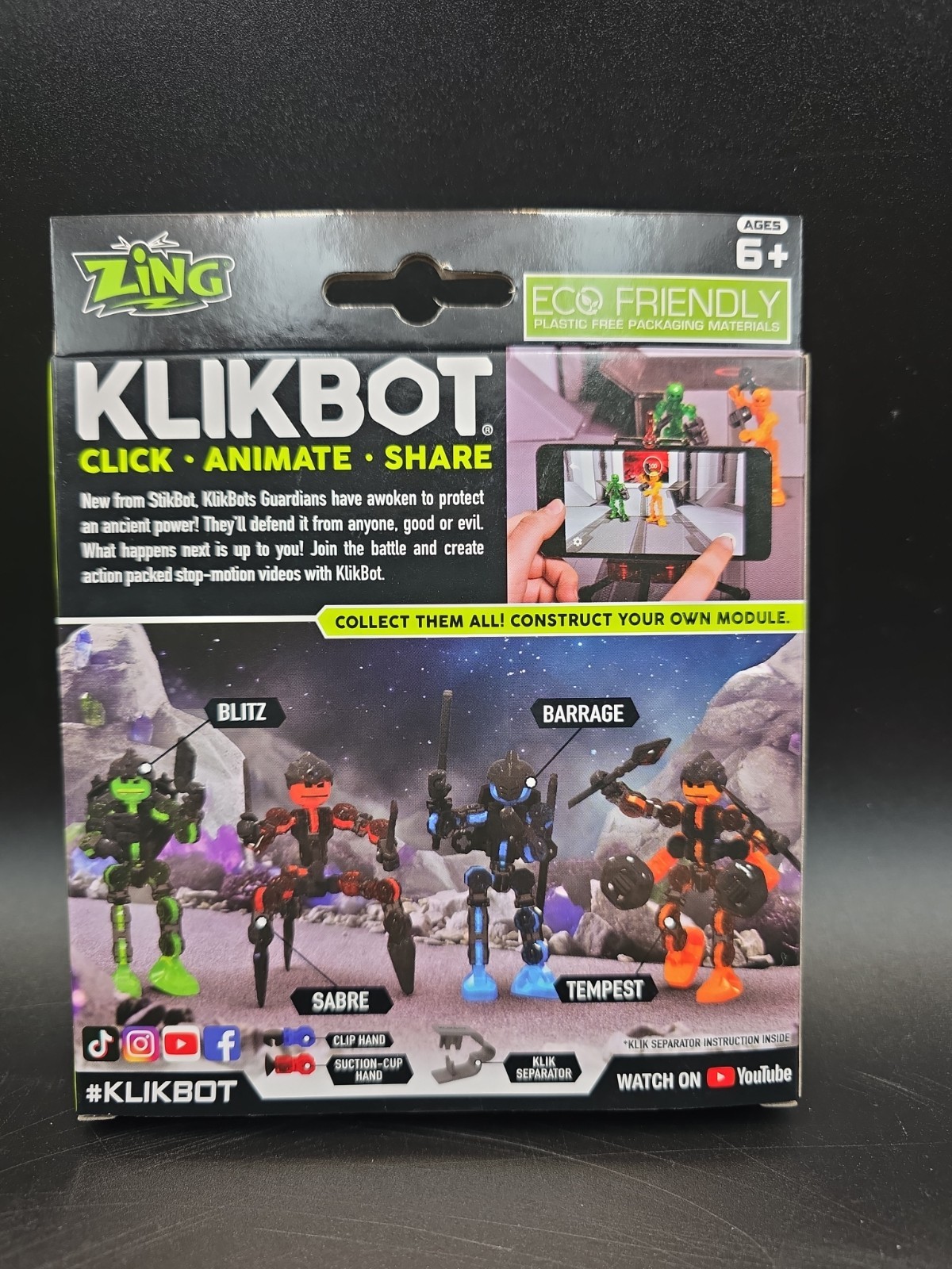 NEW Klikbot Stop Motion Animation Figure Green Guardian Blitz