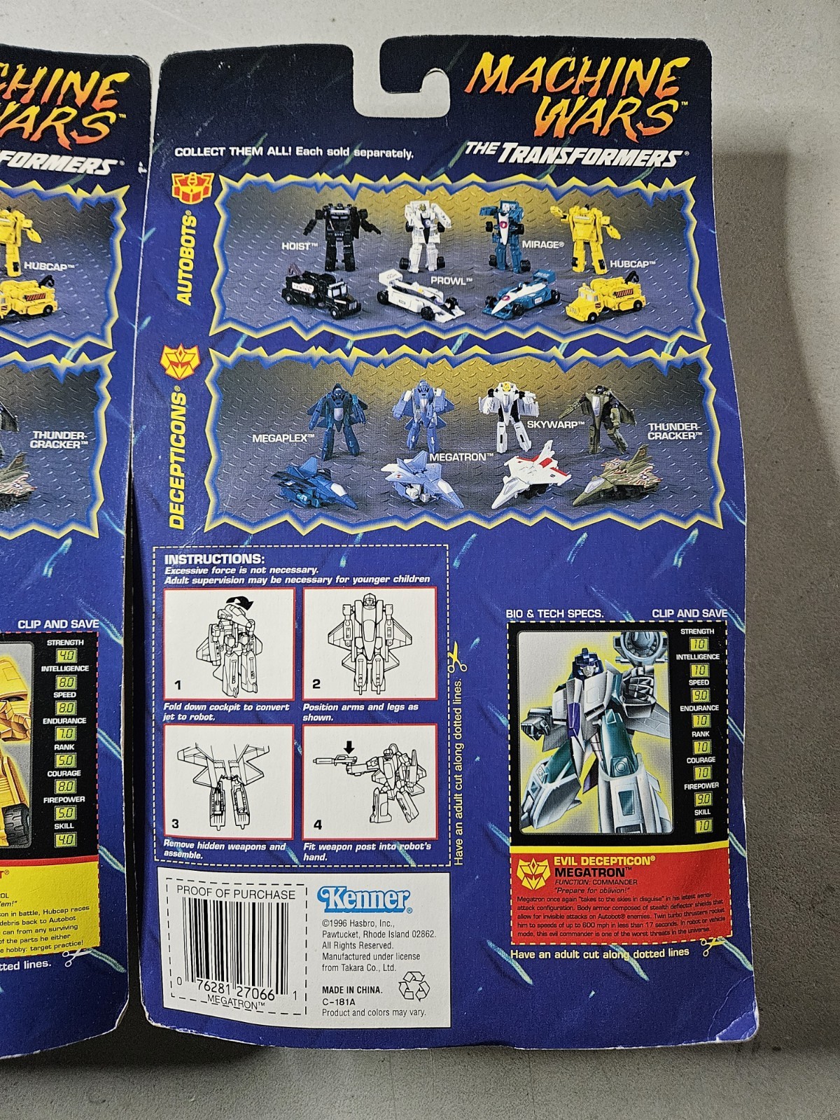 MACHINE WARS Evil Decepticon MEGATRON & HUBCAP by Hasbro 1996 Kenner NIB LOT 2