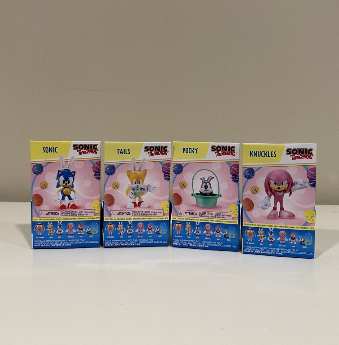 Sonic the Hedgehog Easter Jakks 2.5” Figure Sonic Pocky Knuckles Tails Set of 4
