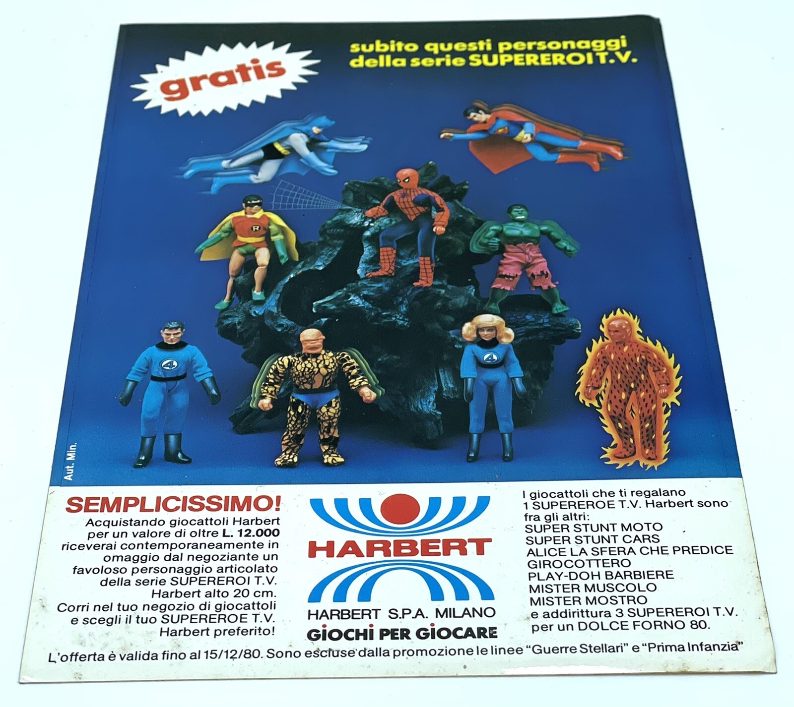 70s # RARE PAPER STICKER MARVEL ACTION FIGURE BATMAN FANTASTIC 4 HULK #