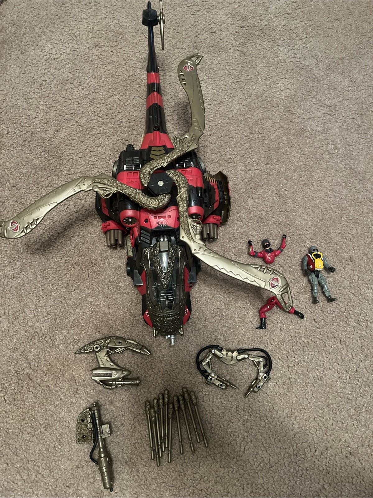 2003 GI JOE Crimson Command Copter w Tomax & Xamot COBRA Spy Troops.