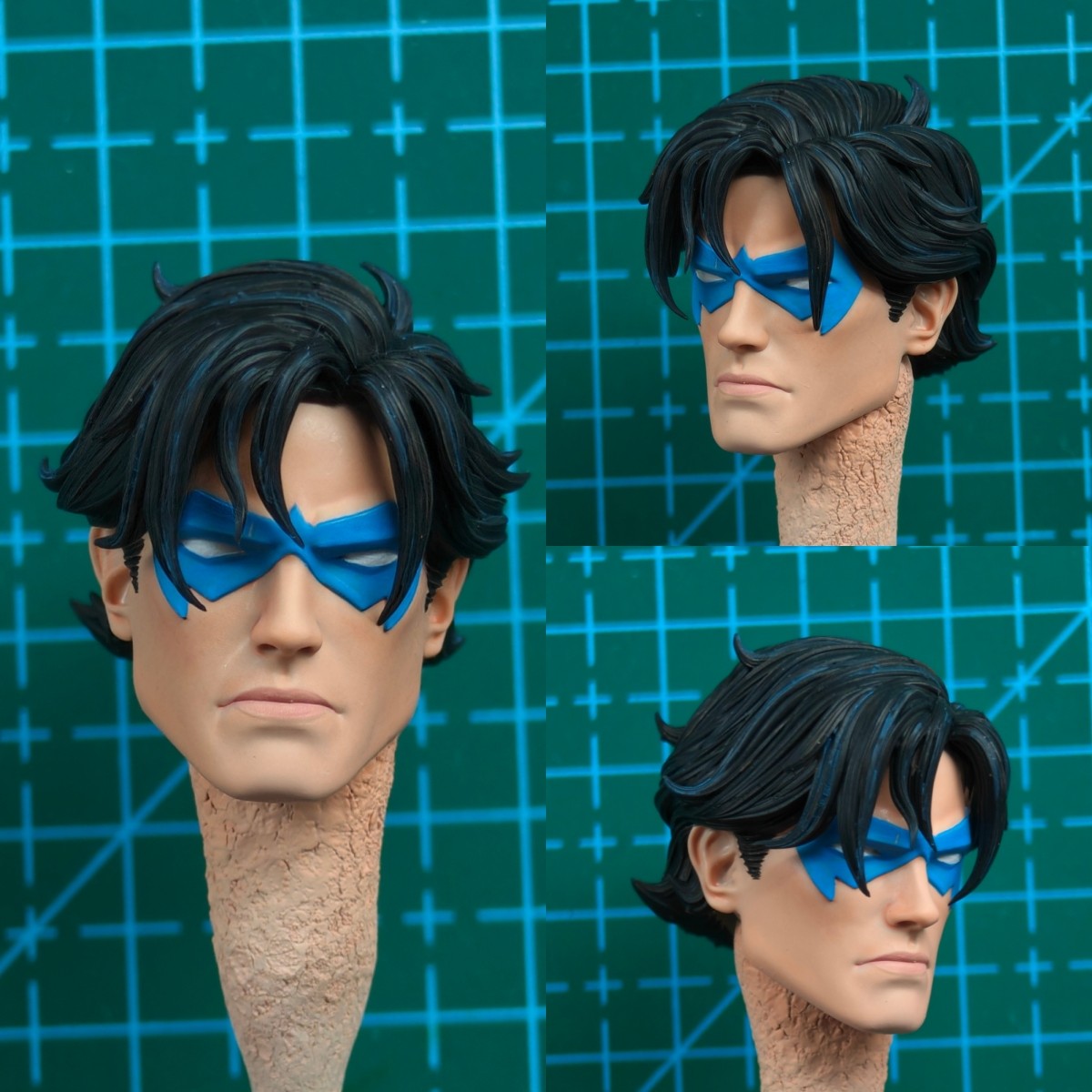 1/12 Painted Blue Eye-mask Nightwing Head Carved Fit For Mcfarlane Action Figure