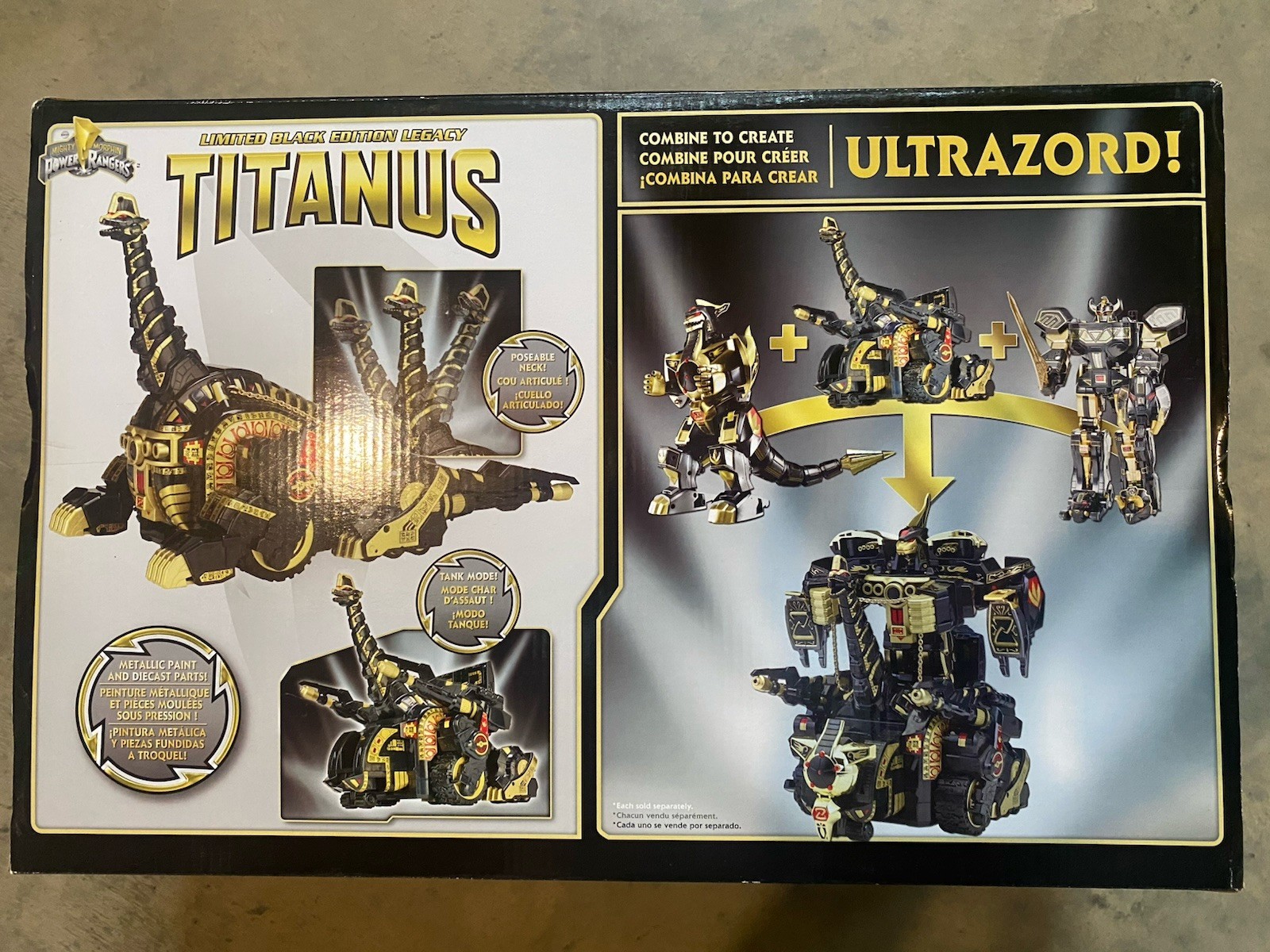 Mighty Morphin Power Rangers Legacy Titanus Carrier Zord Black Gold 2017 (READ!)