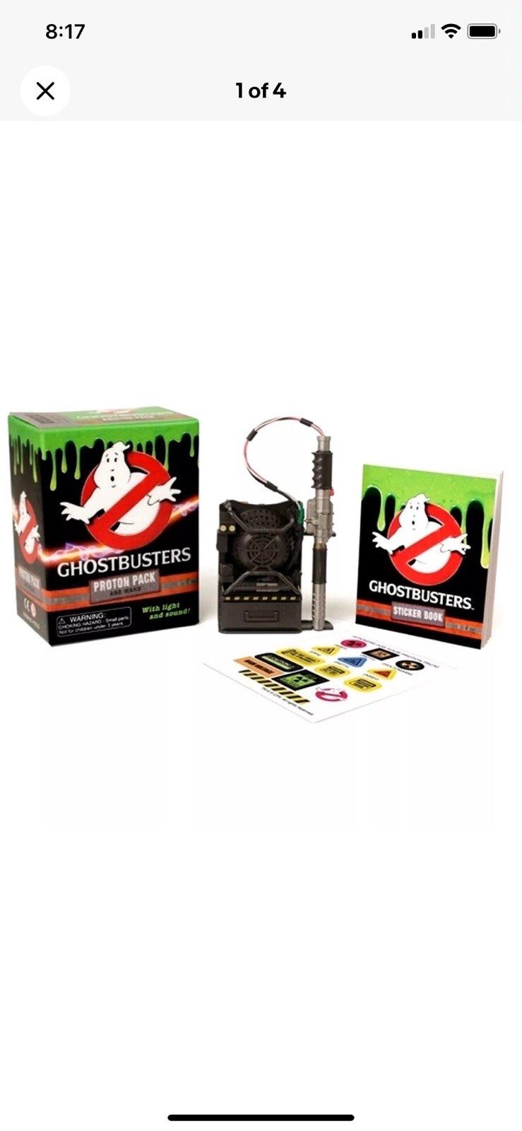 Ghostbusters Proton Pack and Wand w/Light, Sound, & Paperback Trade Sticker Book