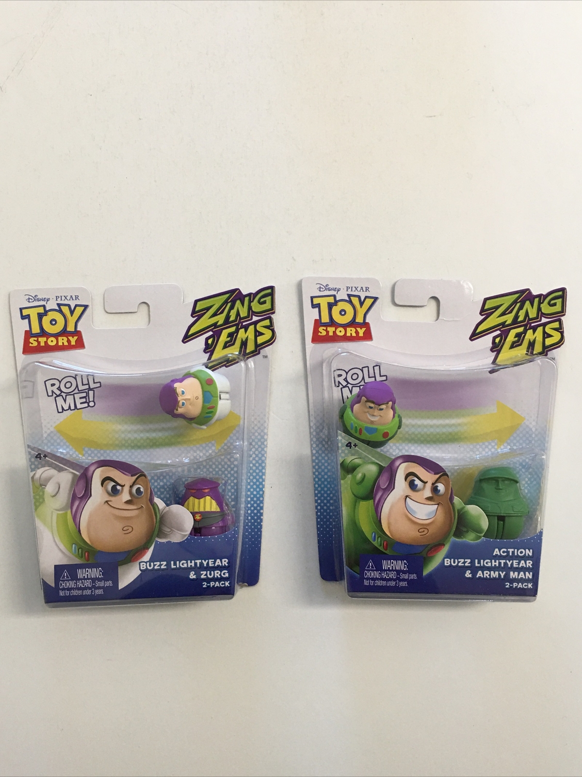 2 pk NEW Mattel Disney Pixar Toy Story Zing Ems Rolling Figures 2012