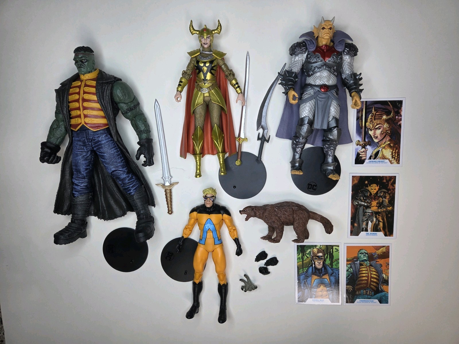 Lot of 4 Seven Soldiers DC 7&Prime; – Frankenstein Animal Man Shining Knight Etrigan