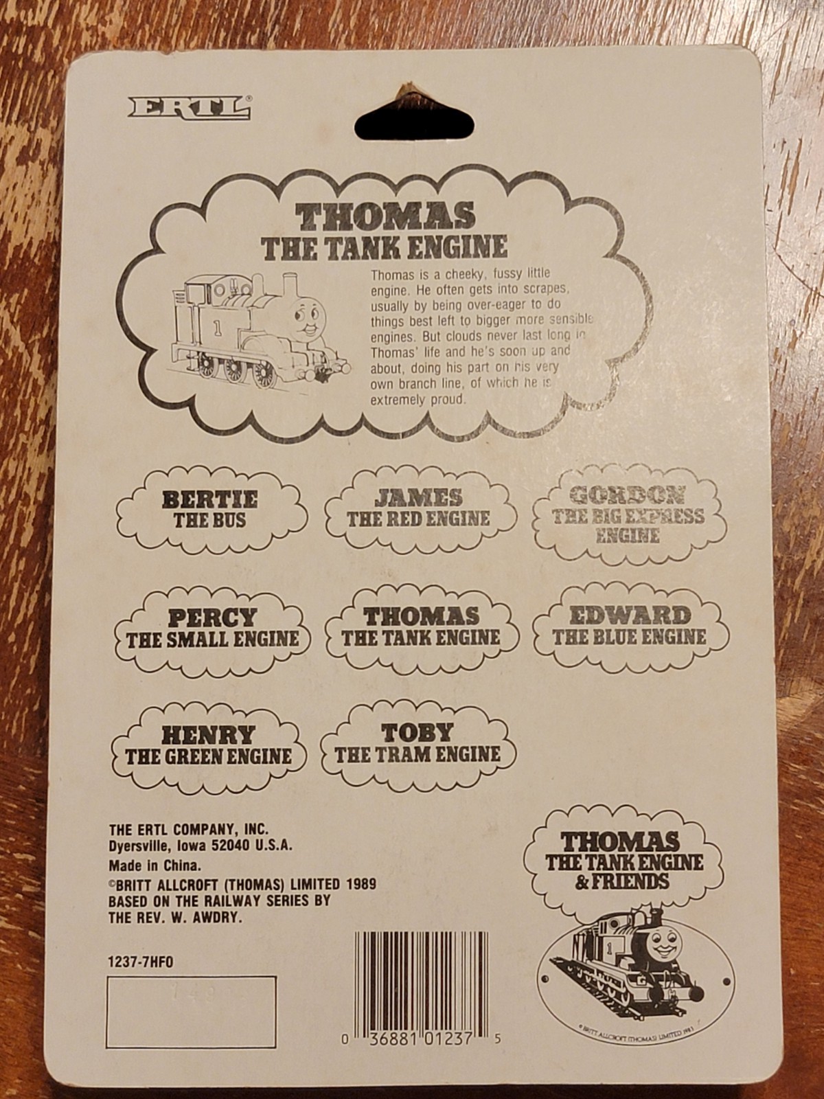 1989 ERTL Thomas Tank Engine Cloud Label Paper Sticker Face Thomas NIP