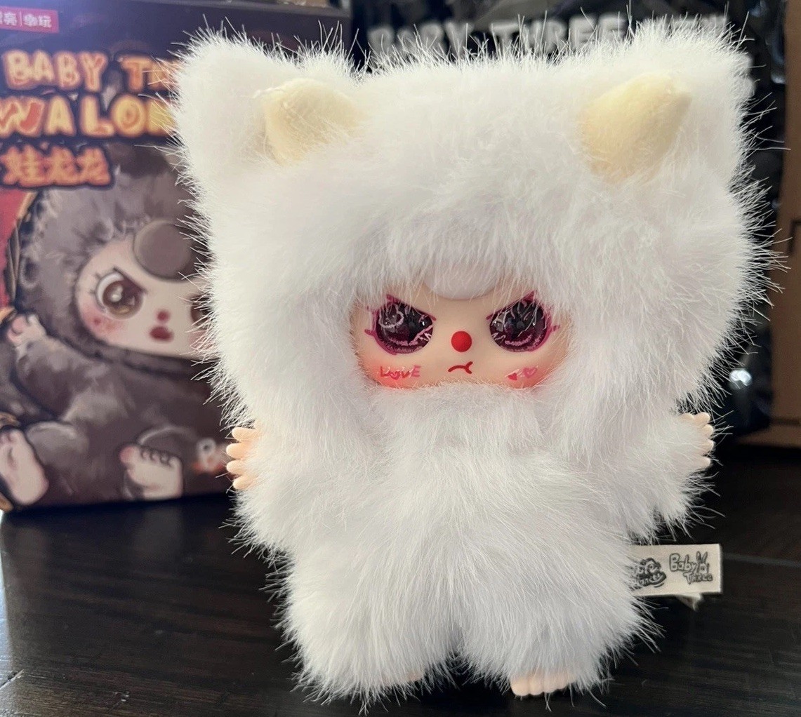 BABY THREE Wa Long Long Plush Pendant – CONFIRMED TWINKIE White Special Eyes NEW