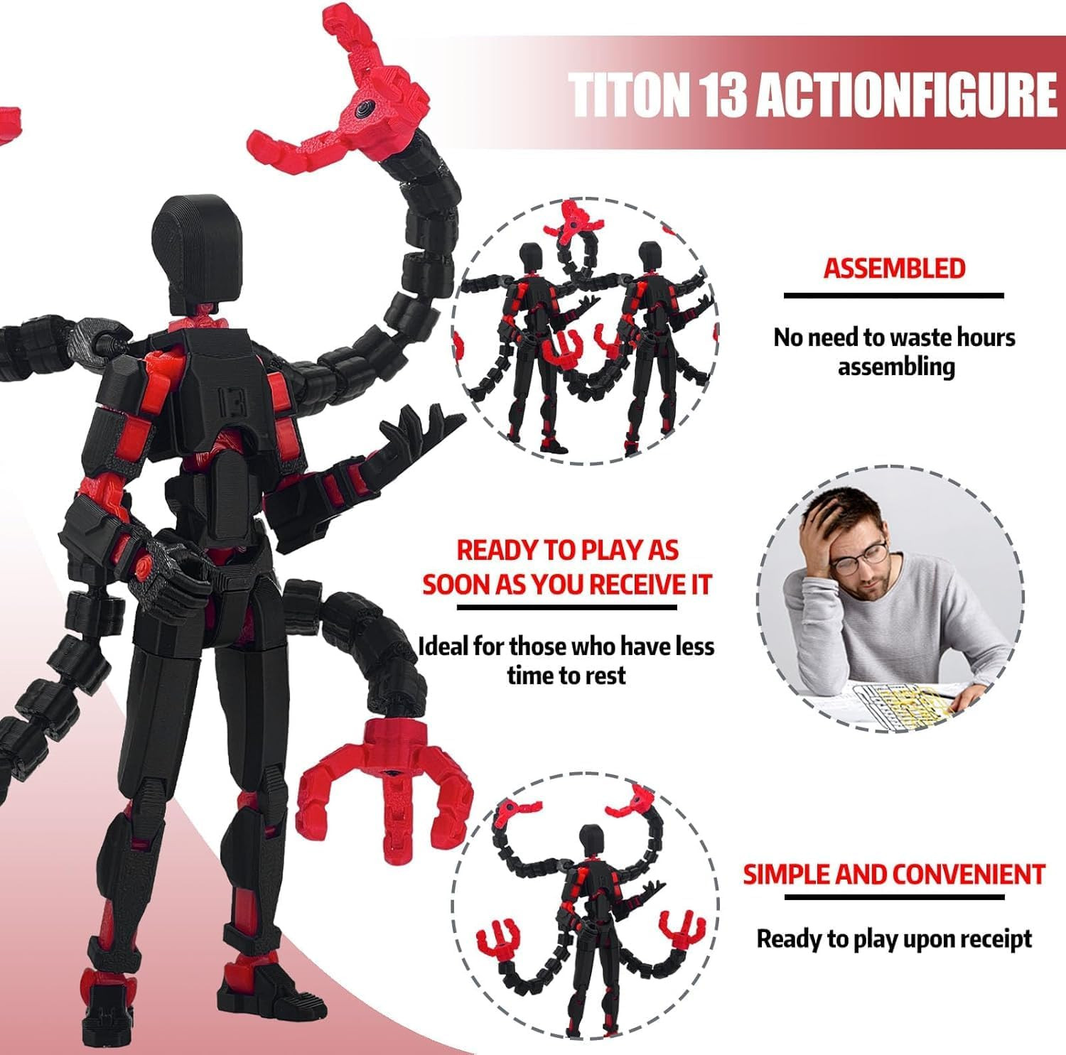 (Assembly Completed) Titan13 Action Figure Set, 7.2 Inch Dummy 13 3D Printed Act