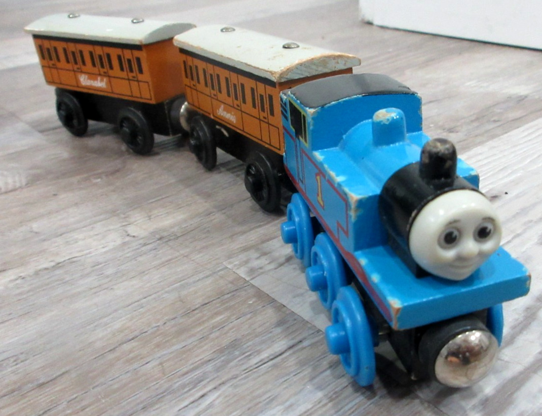 VTG Thomas & Friends Thomas Annie & Clarabel Wooden Railway Train Coach Lot X3