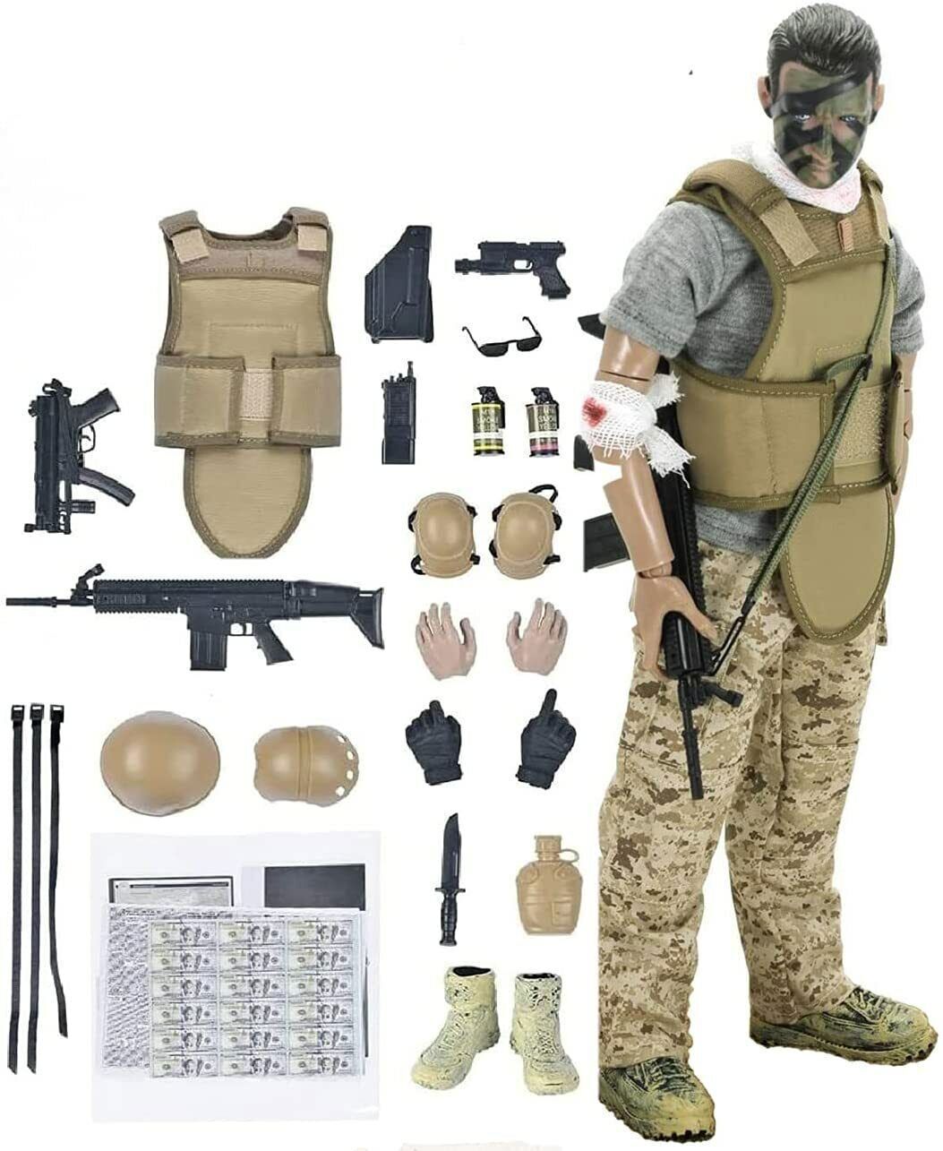 1/6 Special Force Wounded Soldier Action Figure Army Action Figures Playset Toys