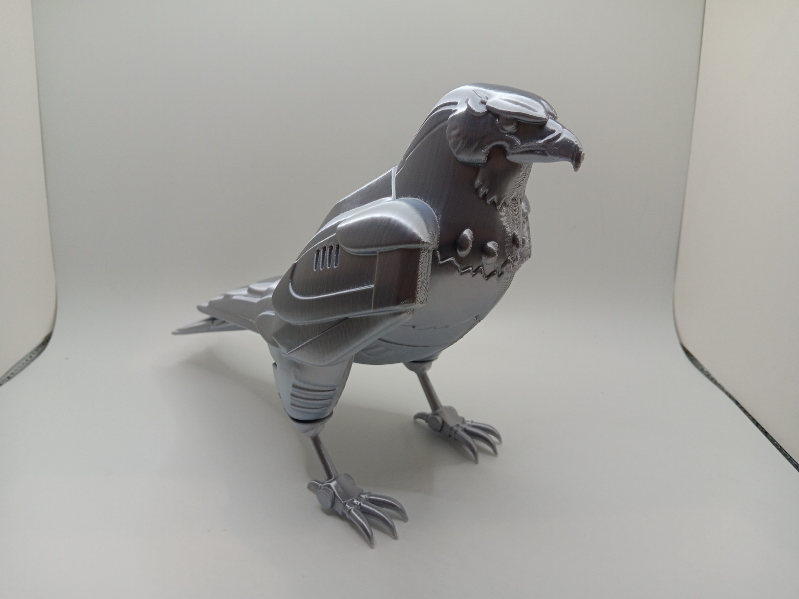 Retro Silverhawks Tally Hawk statue figure 7&Prime; 3D printed metallic silver plastic