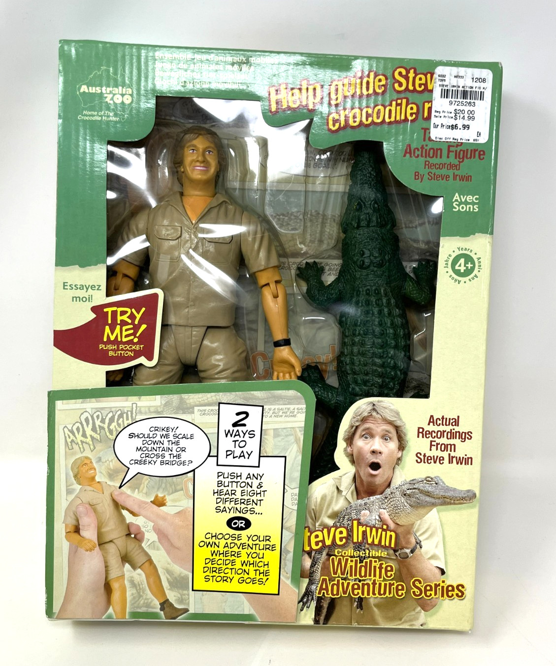Steve Irwin Talking Action Figure 9&Prime; Wildlife Adventure Crocodile Hunter NEW BOX