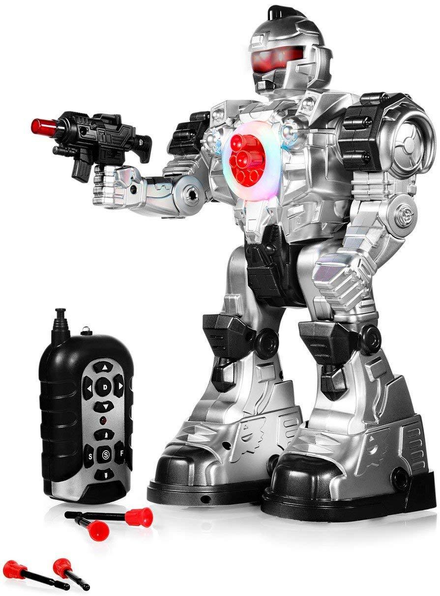 Remote Control Toy Robot Shoots Missiles Walk Dances Flashing Lights Sounds Boys