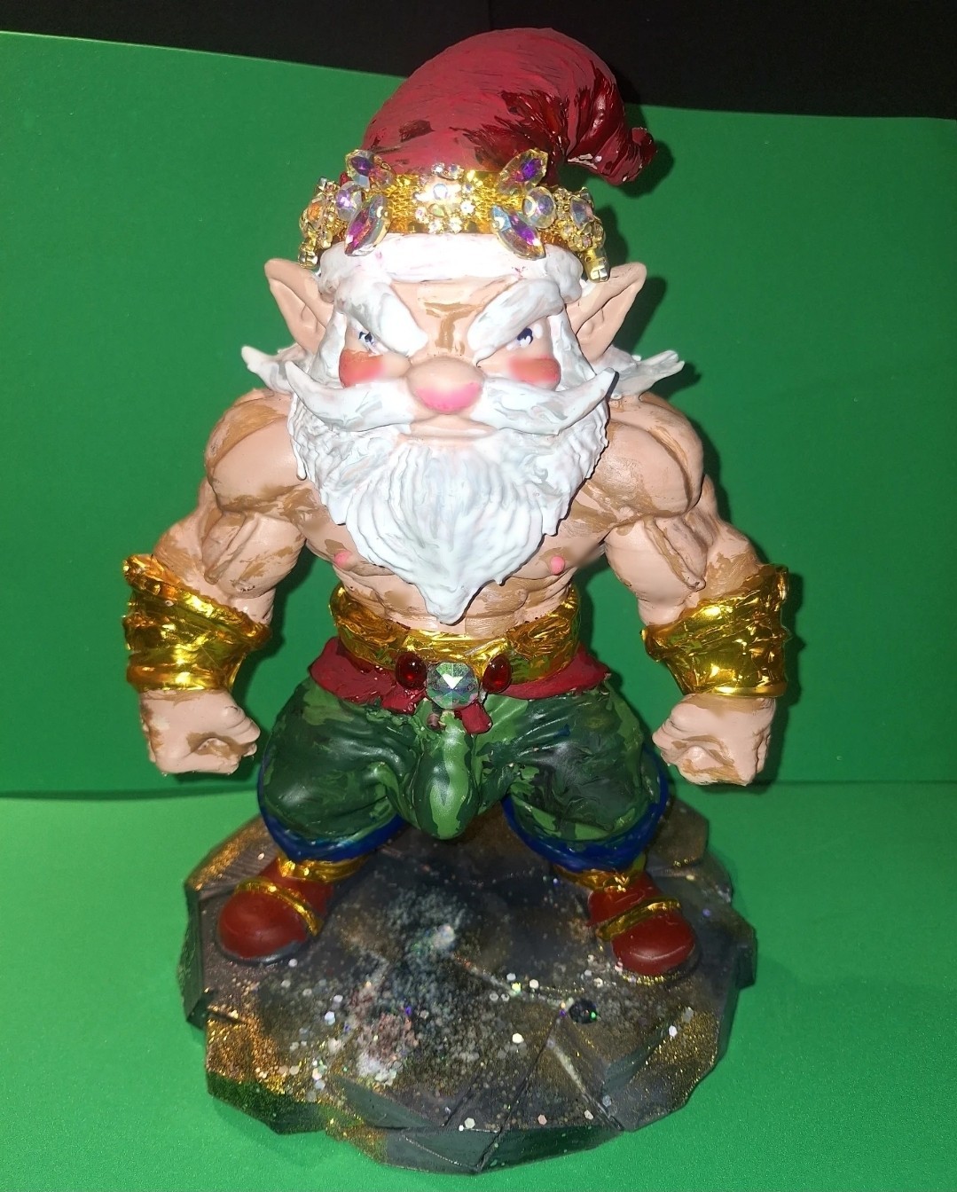 BATTLE GNOME 3d printed Christmas muscle bear bara hero figure 11 inch tall OOAK
