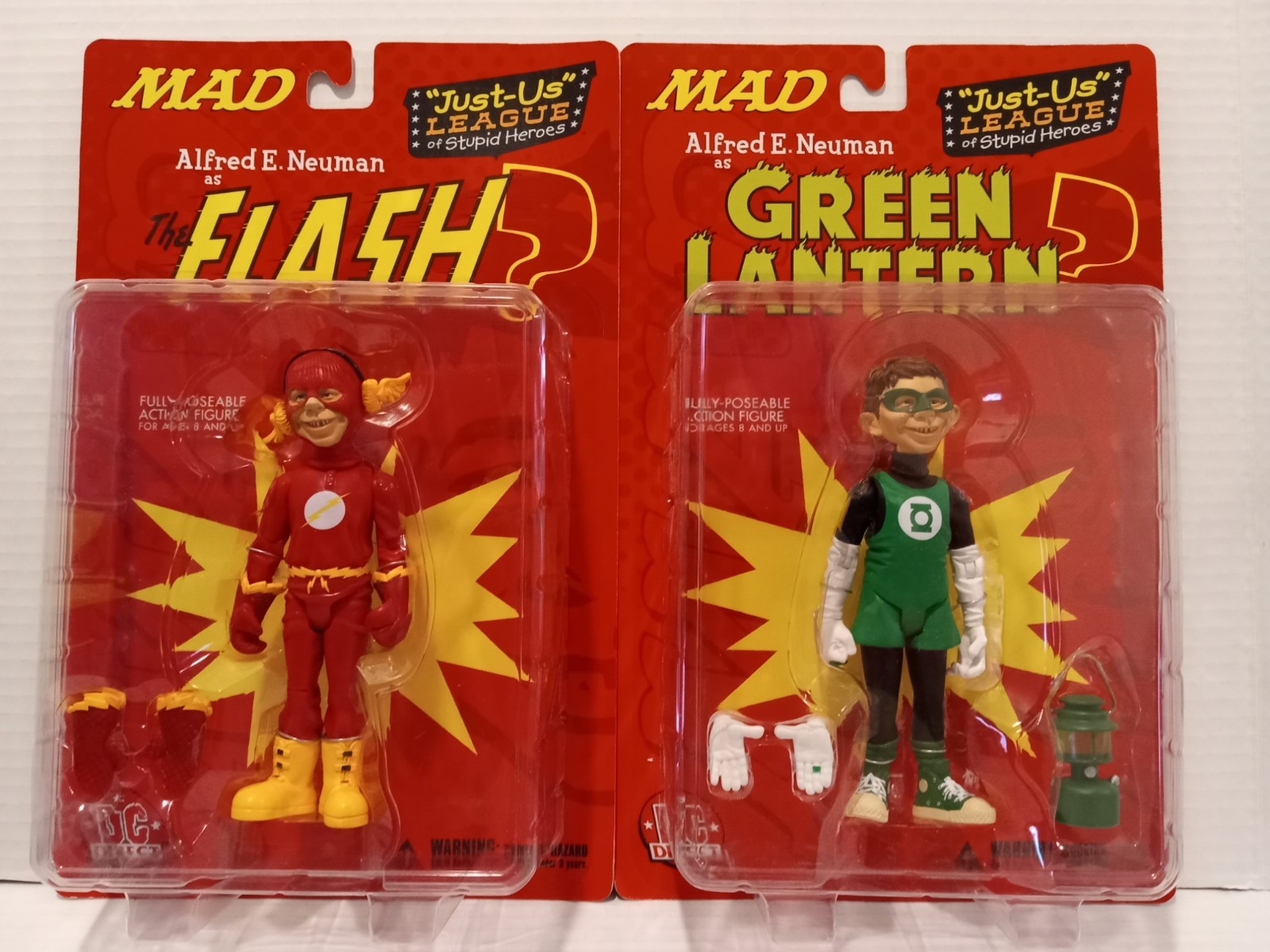 MAD MAGAZINE ALFRED E. NEWMAN – GREEN LANTERN & FLASH ACTION FIGURES DC DIRECT