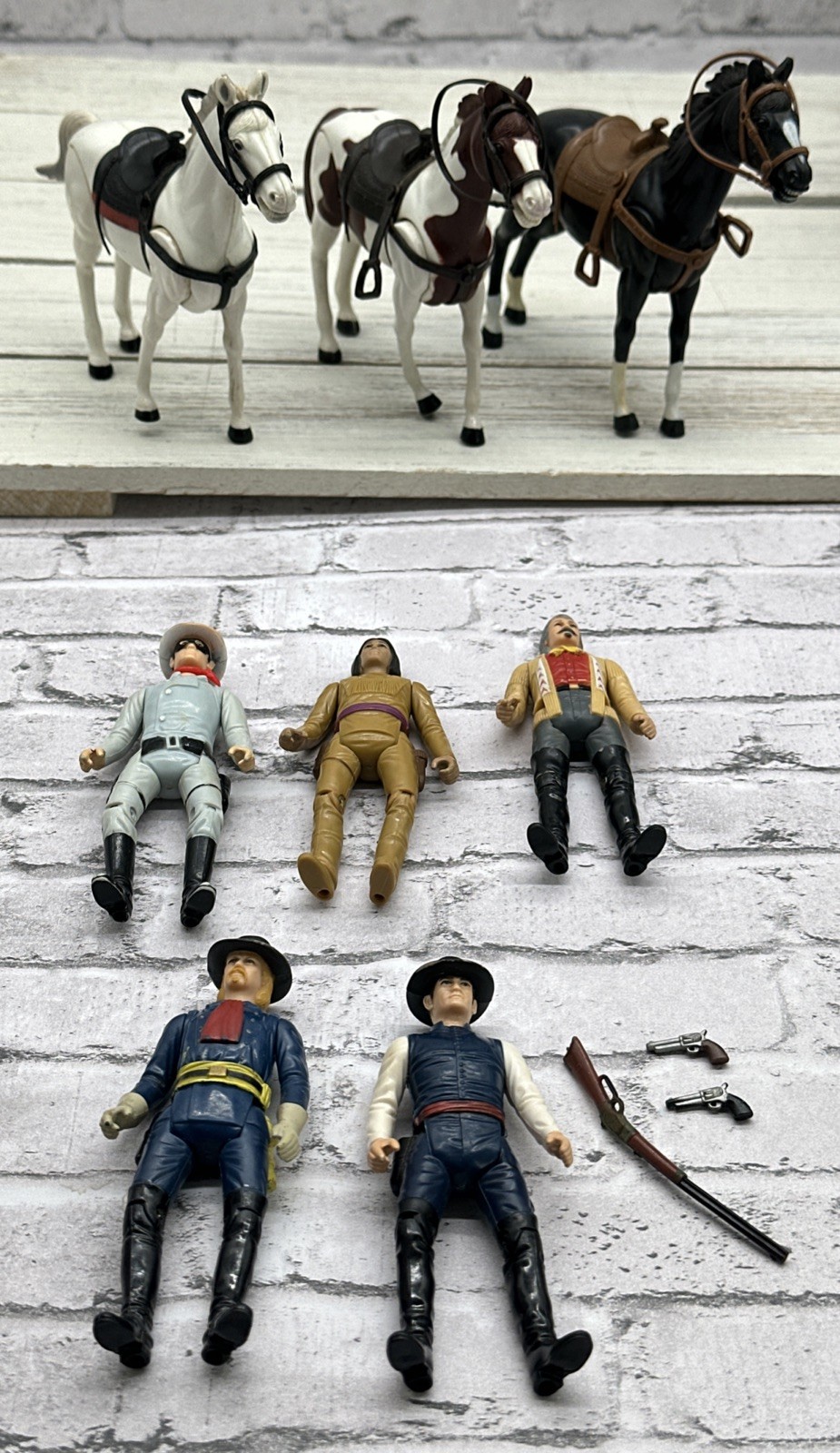 Vintage Legend Of The Lone Ranger Action Figure Lot 1980 Western Horses Gabriel