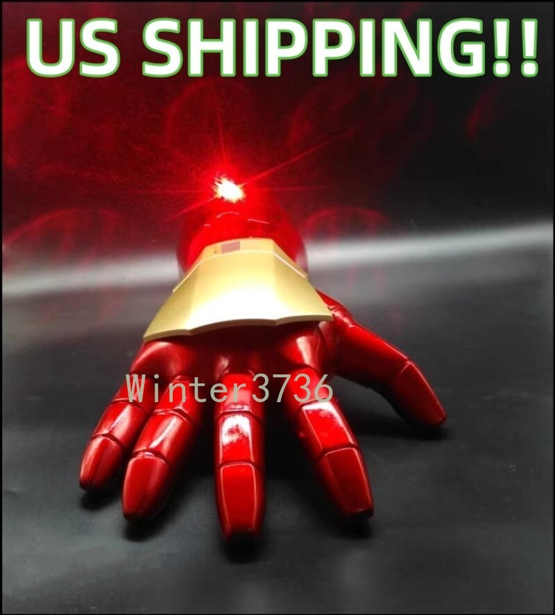 1:1 Iron Man Wearable Right+Left Hand Arm Replica LED Light Gloves Cosplay 1Pair