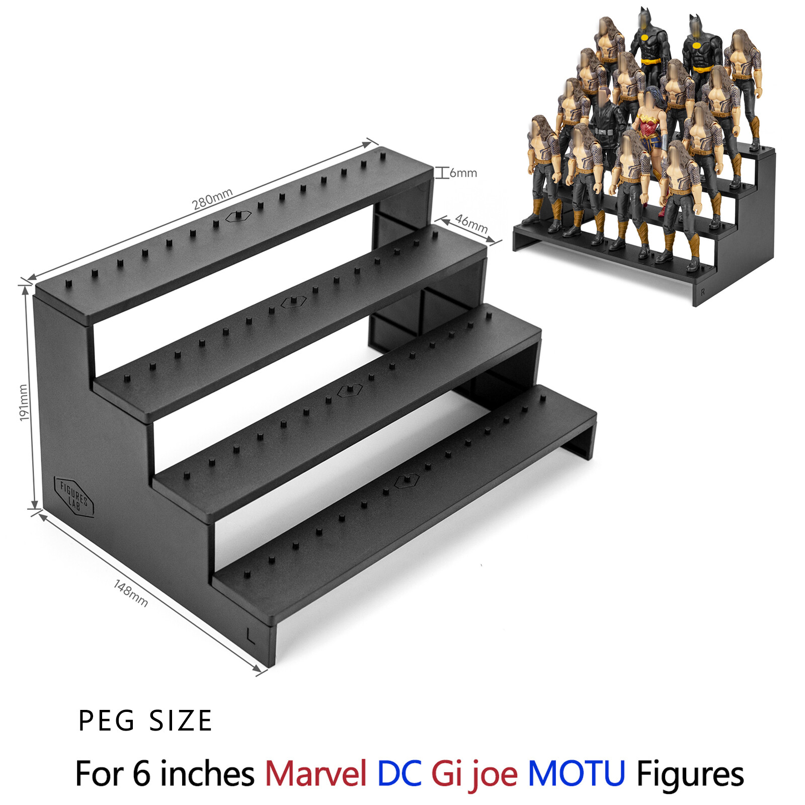 4 Tiers Display Risers Stand Shelf for 6inch Mavel Legends/ Gi Joe Action Figure