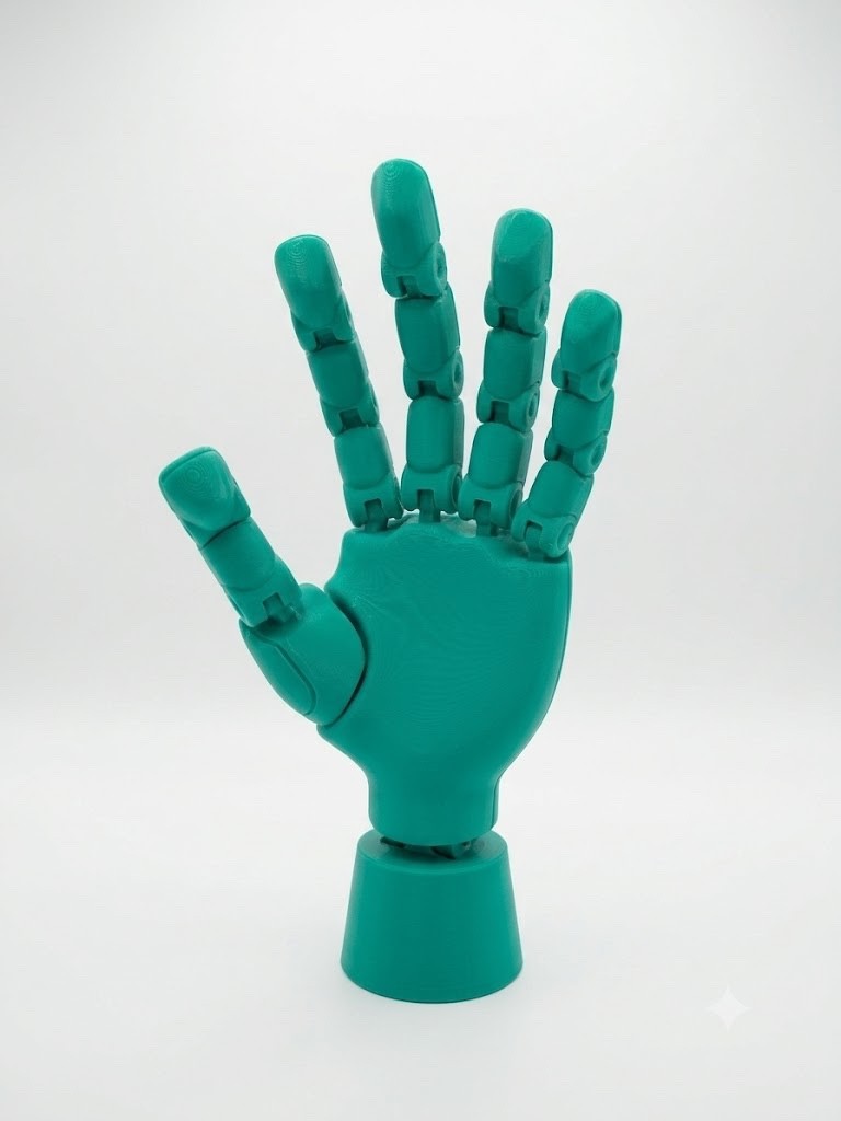 Life Size Articulated Hand Posable Mannequin Prop Desk Toy – Teal – 3D Printed