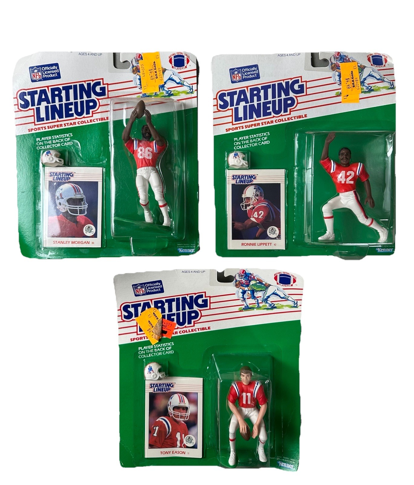 1988 Starting Lineup Tony EASON Stanley MORGAN Andre LIPPETT PATRIOTS – LOT OF 3