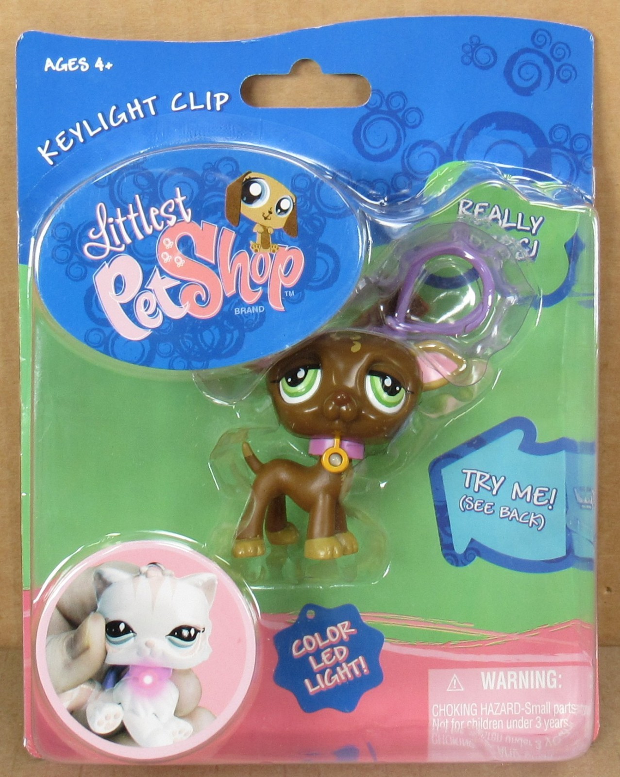 Littlest Pet Shop « Greyhound » Keylight Clip by Hasbro/Basic Fun 2008 NIP