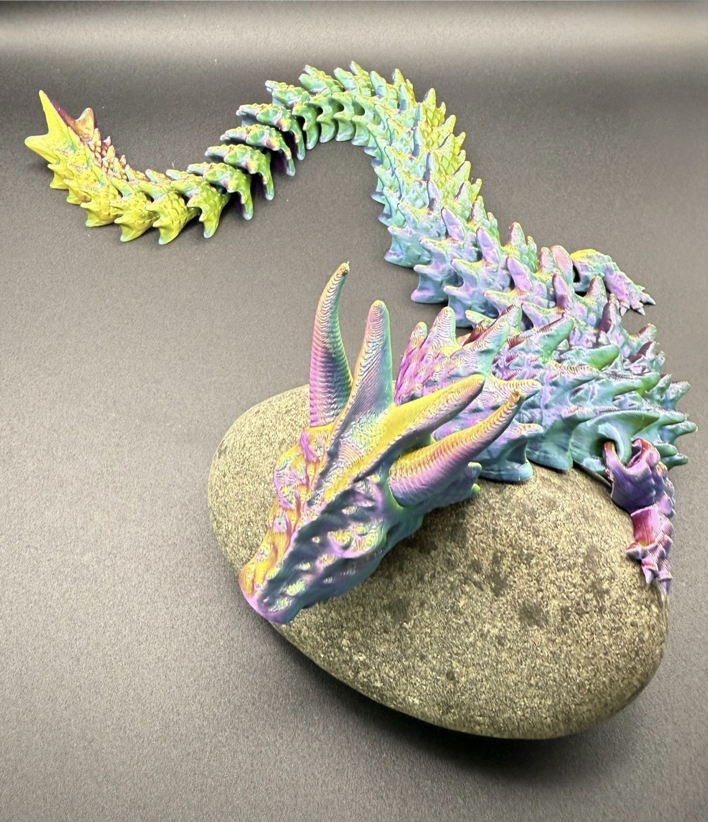 3D Printed Long Articulated Dragon Triple Silk Large 20 Inches 3 Color Shifting