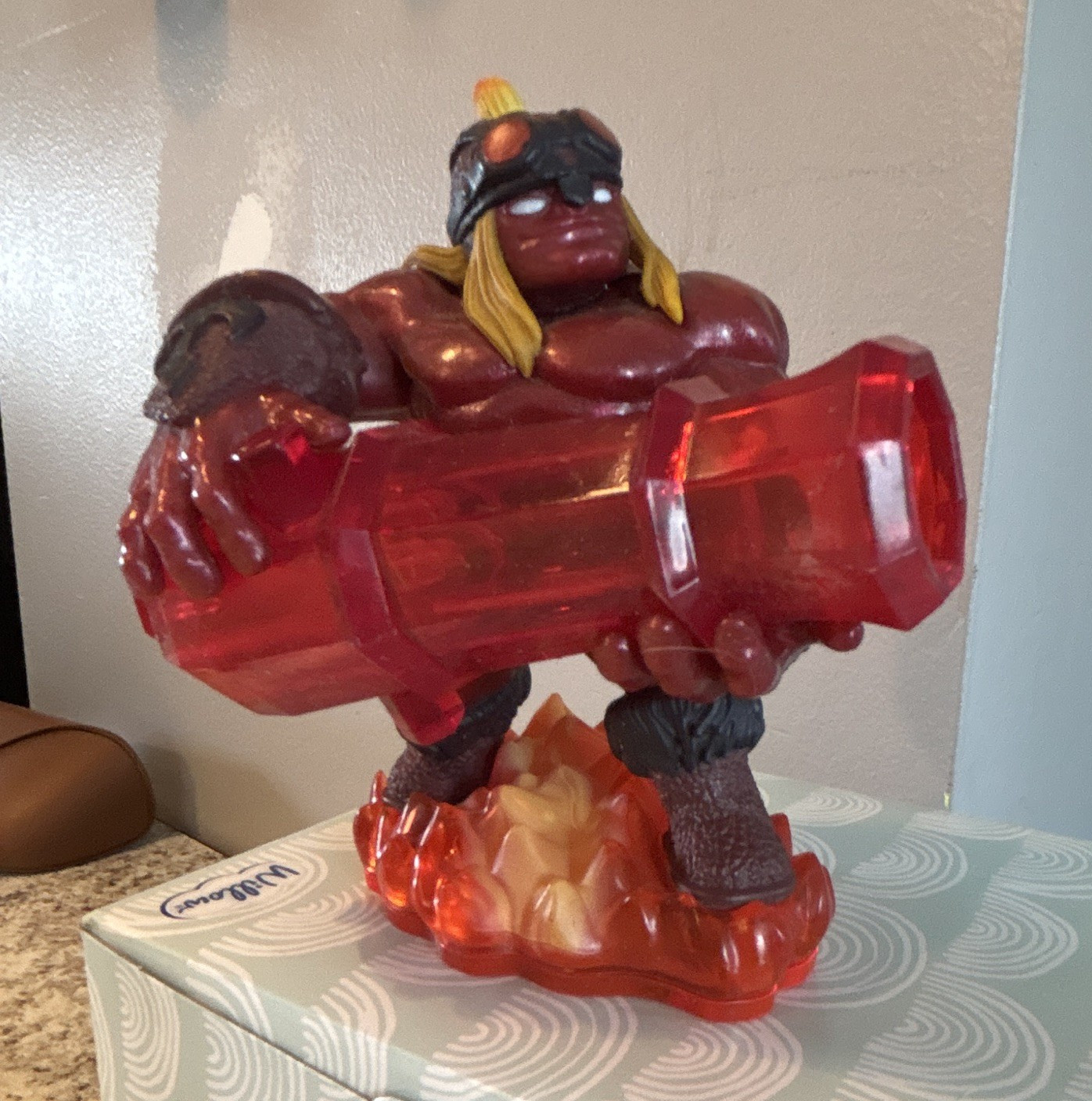 Red & Brown Muscular Human Action Figure Plastic w/ Large Translucent Red Hammer