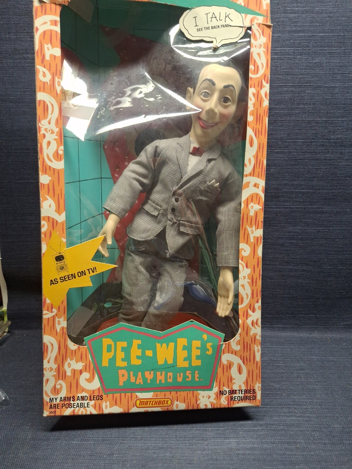 VTG Pee-Wee Herman Talking Pull String Doll 18” Original – Works Squeaky