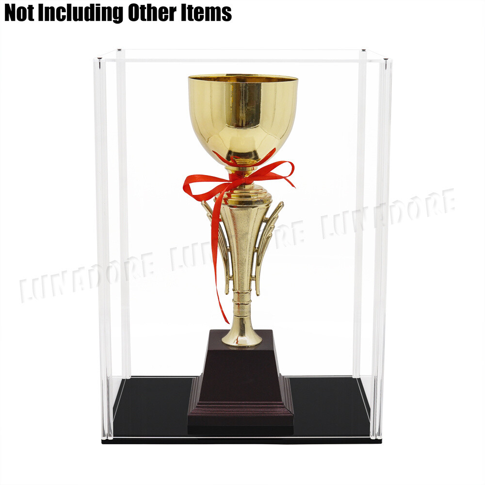 US Acrylic Display Case 16&Prime; H Self-Install Perspex Big Box Black Base Dustproof