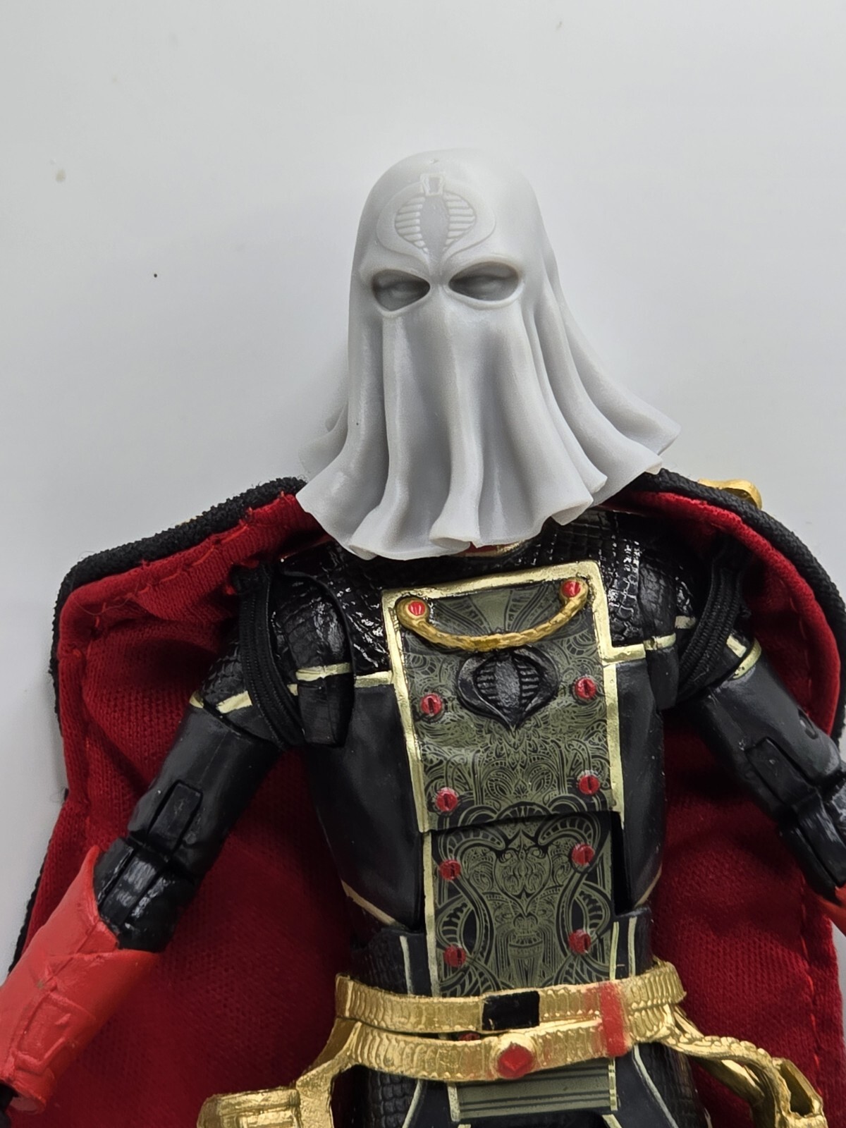 3d Printed HOODED COBRA COMMANDER HEAD 1:12 6&Prime; GI Joe Classified/Marvel Legends