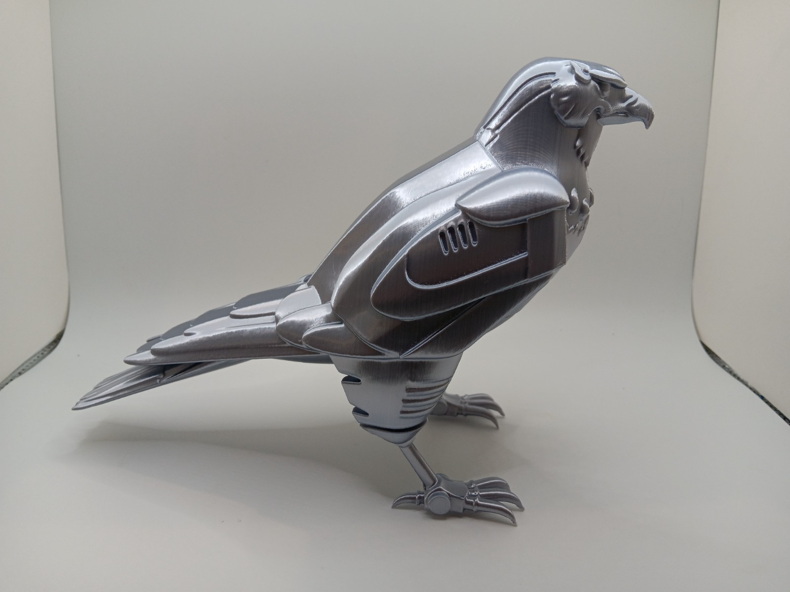 Retro Silverhawks Tally Hawk statue figure 7&Prime; 3D printed metallic silver plastic