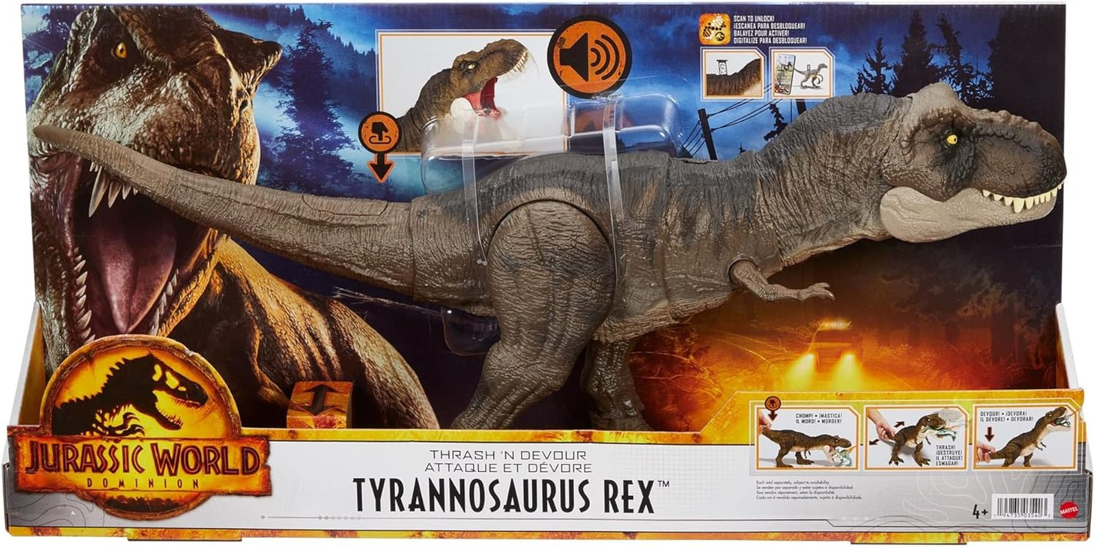 Jurassic World Dominion Thrash ‘N Devour Tyrannosaurus T Rex Action Figure Toy w