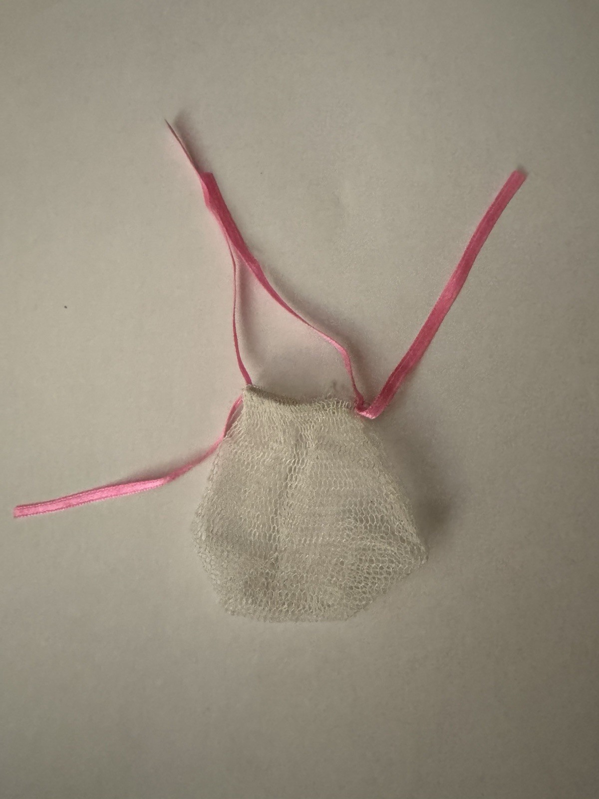 Barbie?? Doll Size White Mish Bag Sak With Pink Straps As Pictures Replacement