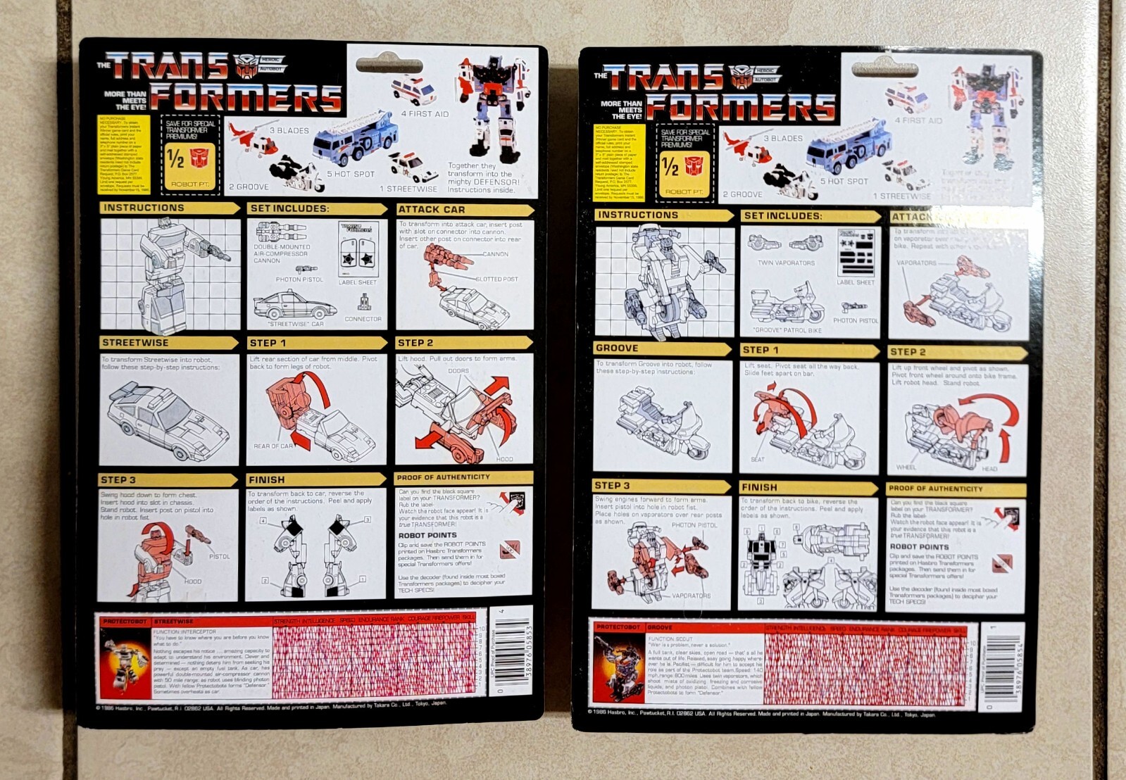 TRANSFORMERS G1 CARDED PROTECTOBOTS US SELLER MOSC RARE SET! DEFENSOR HOT SPOT