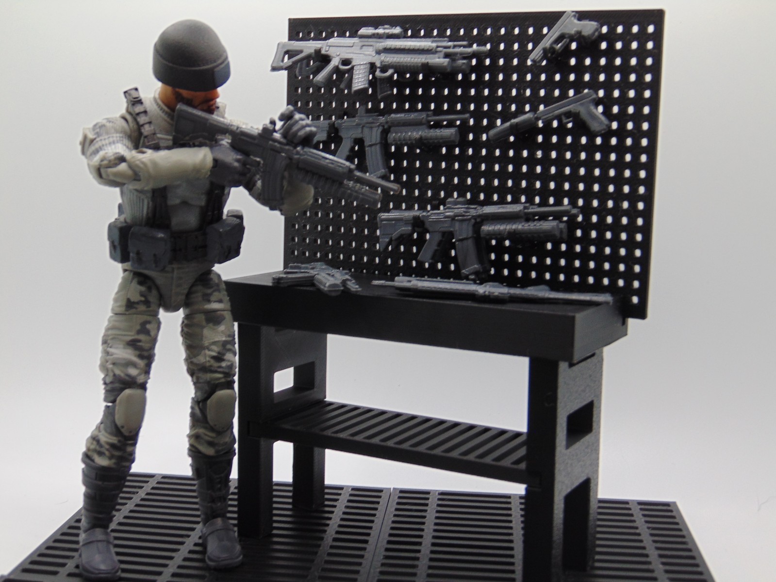 Custom 1:12 Modular 4x Sci-Fi Flooring Grille Tiles Diorama Prop 6&Prime; Figures BLK