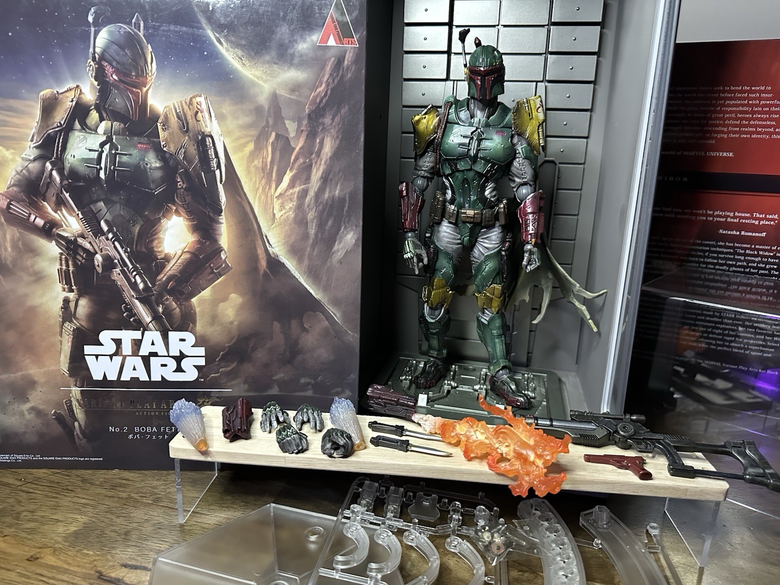 STAR WARS Variant Play Arts Kai BOBA FETT Square Enix w/ Accessories LOOSE USED
