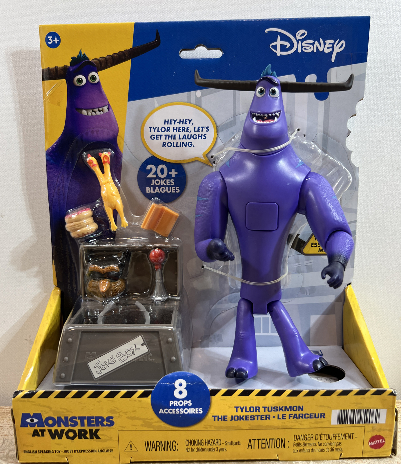 Disney Monsters Inc. at Work Tylor Tuskmon 8&Prime; Jokester Figure Talking W/8 Props