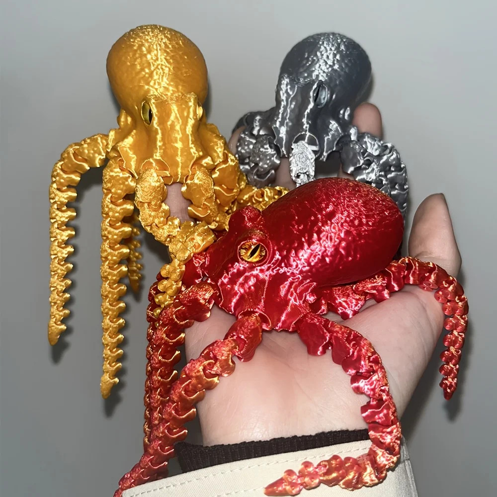 3D Printed Articulated Octopus – Poseable Tentacles Desk Toy, Eco-Friendly