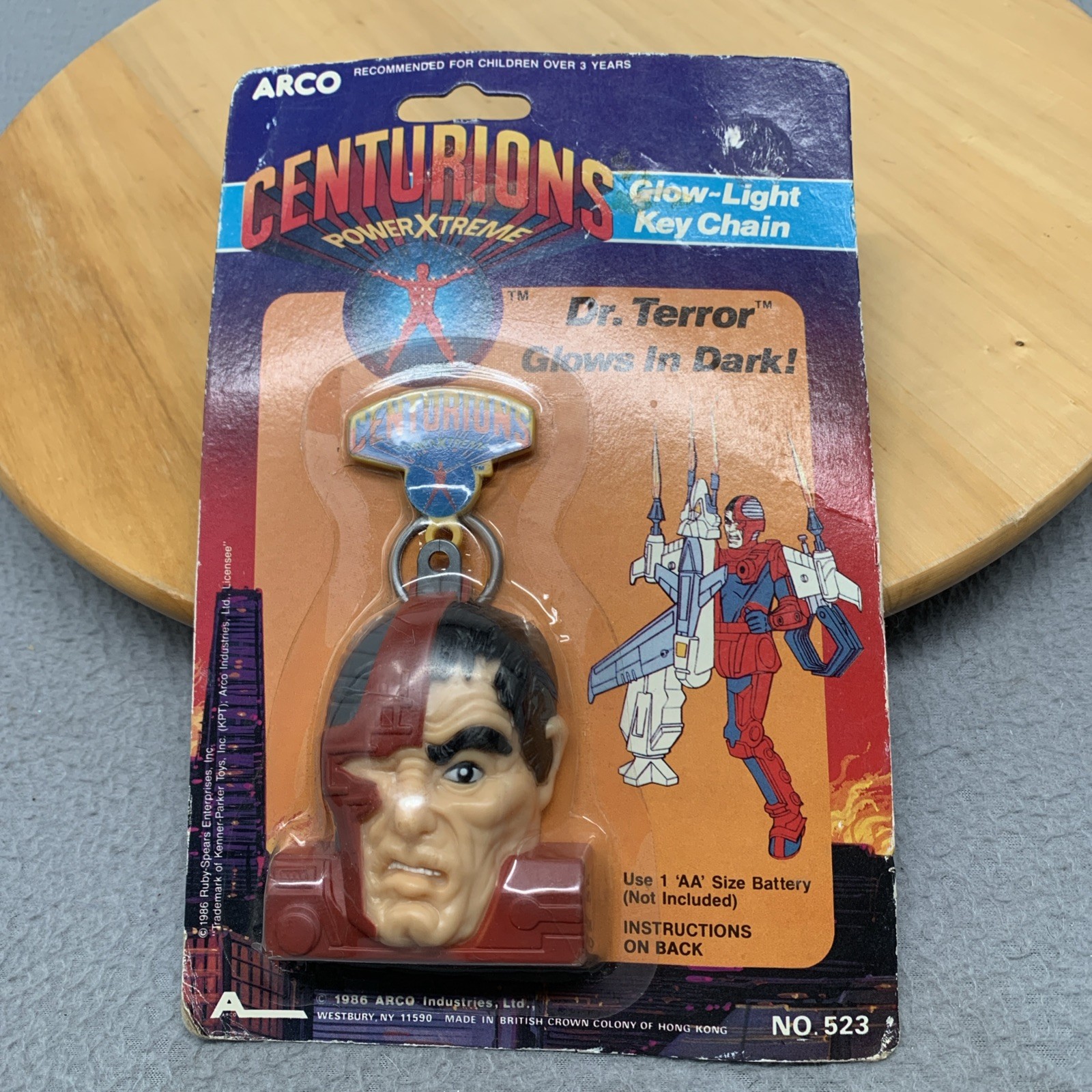 Vintage Centurions Dr Terror Glow Light Key Chain 1986 ARCO PowerXtreme Sealed