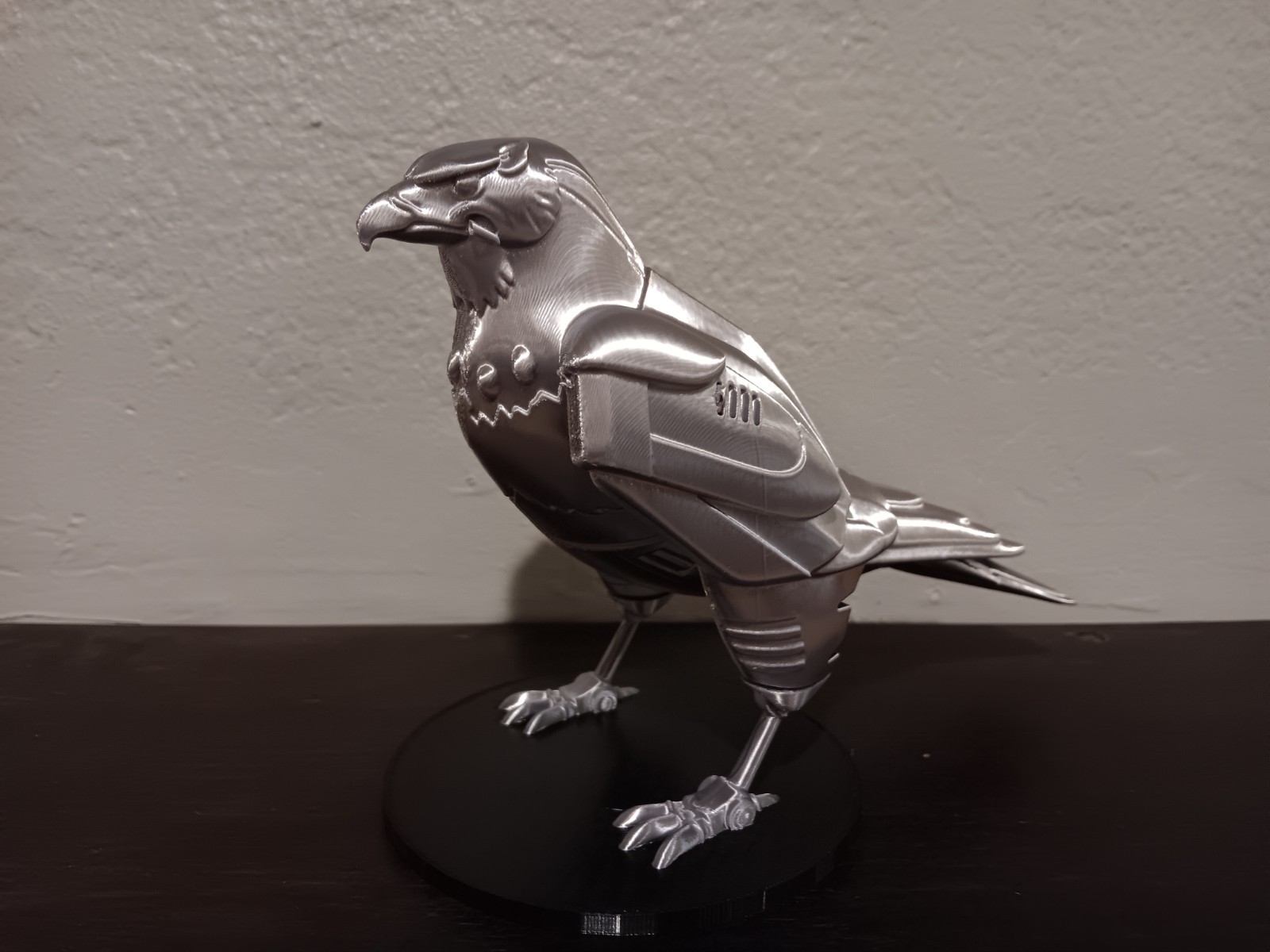 Retro Silverhawks Tally Hawk statue figure 7&Prime; 3D printed metallic silver plastic